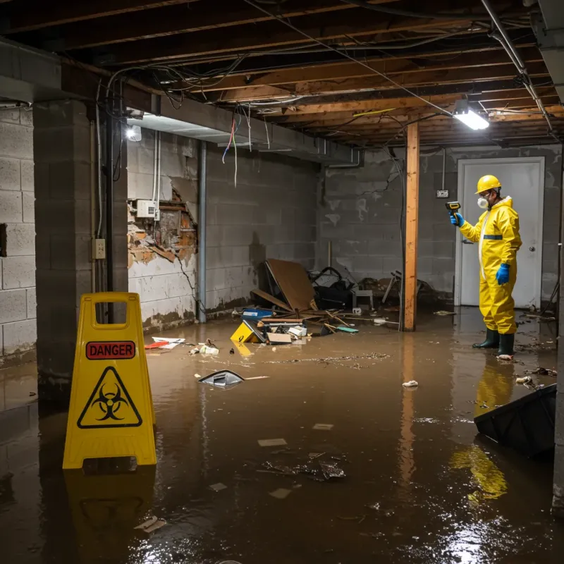 Flooded Basement Electrical Hazard in Brevard, NC Property